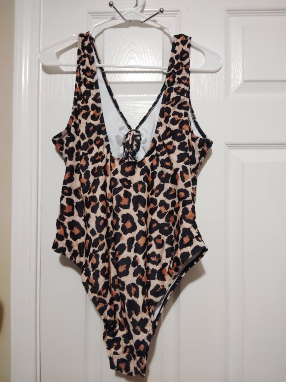 Leopard Print Resort Wear Cutout One Piece Swimsuit Brown, Black Size 2XL - Picture 4 of 5